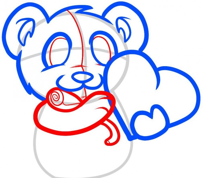 Как нарисовать мишку с сердцем