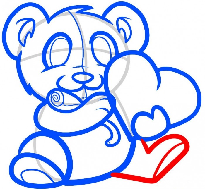 Как нарисовать мишку с сердцем