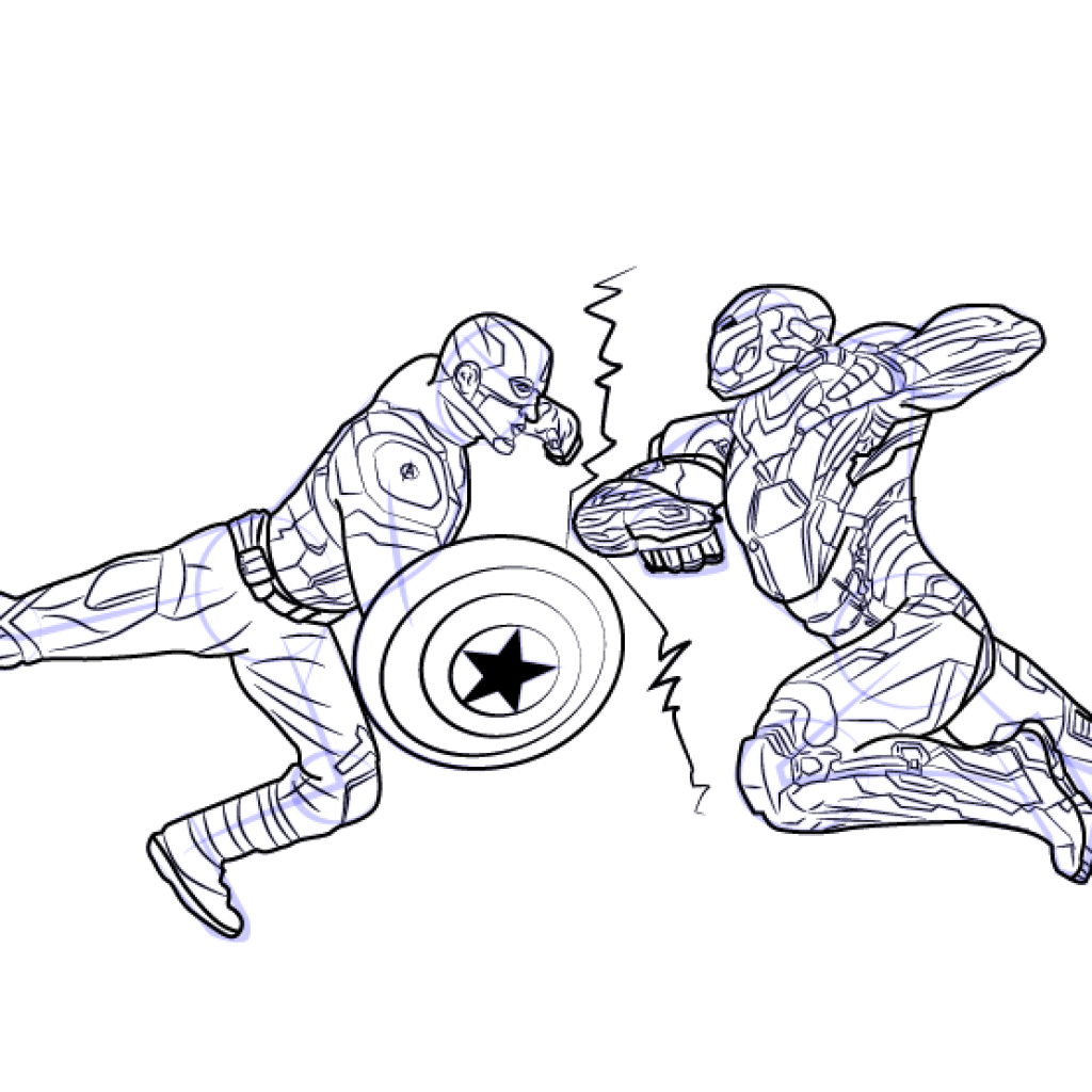 Как нарисовать Железного человека и Капитана Америку