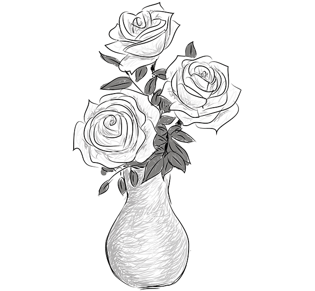 Как нарисовать красивый букет роз