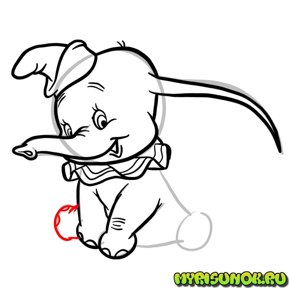 Рисунок слона Дамбо 8